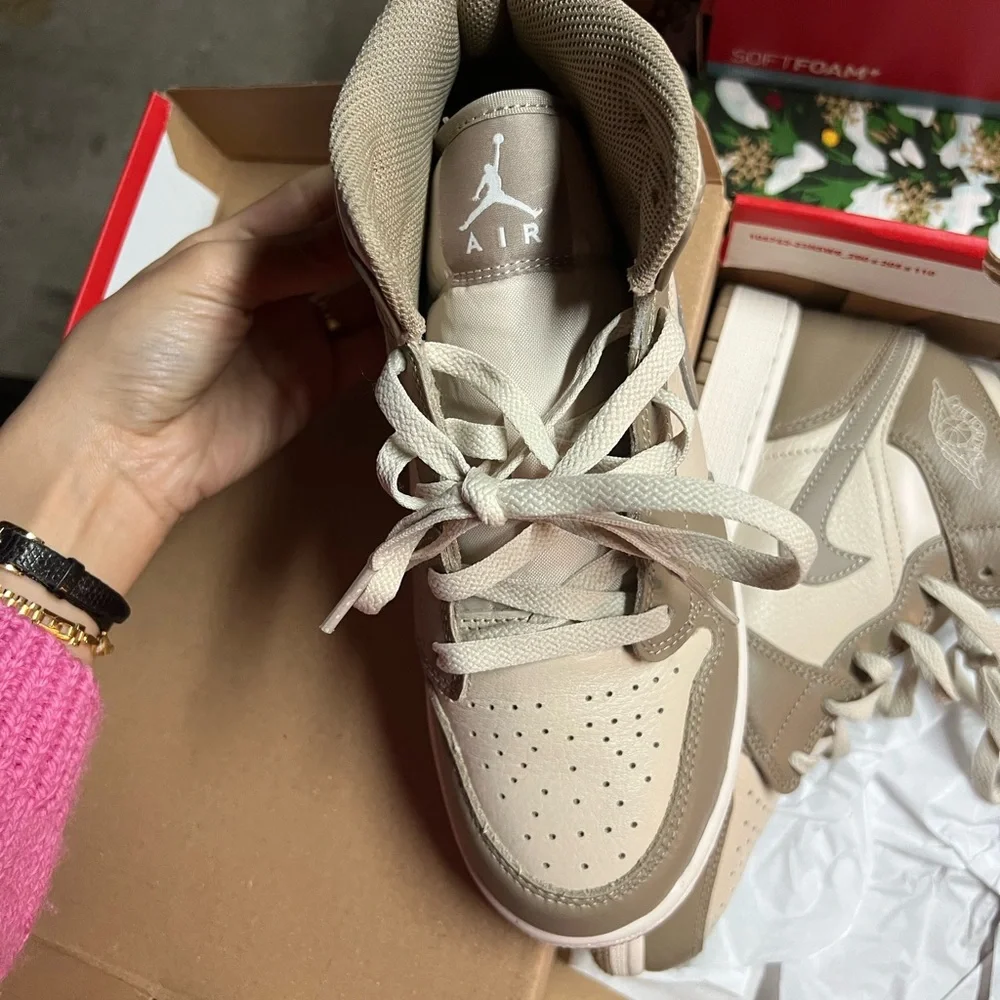 Jordan Boy Tan and Cream High-Top Sneakers - Picture 2 of 5